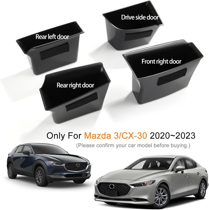 Photo 2 of 4pcs for Mazda 3 CX30 2024 2023 2022 2021 2020 Accessories Auto Door Grab Handle Pocket Armrest Box Armrest Cover Storage Organizer Tray