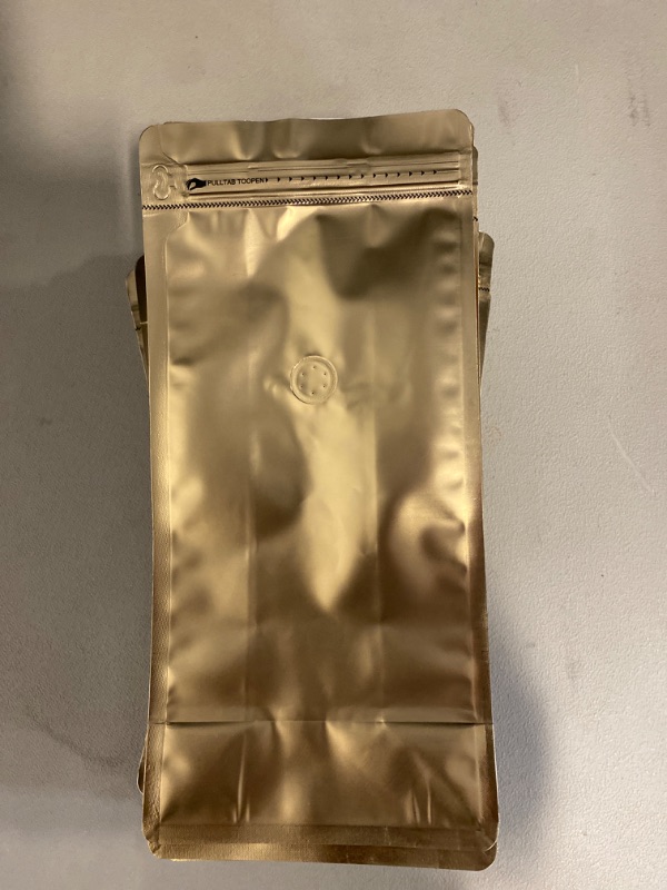 Photo 4 of Coffee Bags with Valve (51 PCS,16oz/1lb) Gold High Barrier Aluminum Foil Flat Bottom Standing Coffee Beans Storage Packaging Bags, Reusable Heat Seal Side Zipper Pouches for Small Business and Home