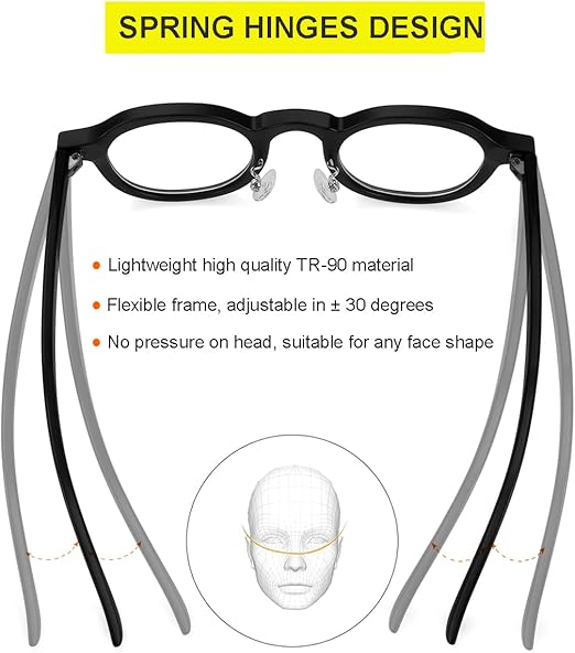 Photo 2 of JOVAKIT Trendy Round Blue Light Blocking Glasses for Women Men Retro Vintage Circle Style Non-prescription Computer Glasses