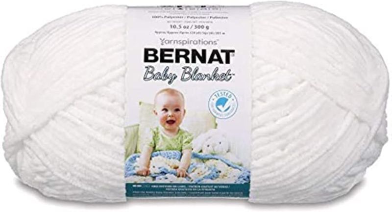 Photo 1 of Bernat BABY BLANKET BB White Yarn - 1 Pack of 3.5oz/100g - Polyester - #6 Super Bulky - 72 Yards - Knitting/Crochet