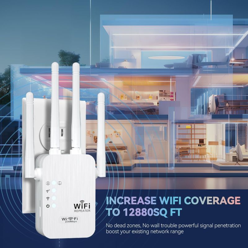 Photo 2 of 2024 New WiFi Extender,WiFi Extenders Signal Booster for Home,Cover up to 9400q.ft & 40 Devices,360° Full Coverage,Easy Set Up,Home Wireless Signal Booster.