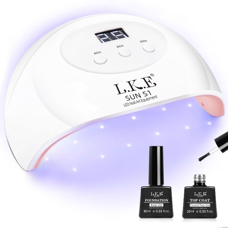 Photo 1 of LKE UV LED Nail Lamp with Gel Base and Top Coat Set, 72W Nail Dryer UV Light for Gel Nails Professional UV Nail Light Gel Nail Polish Fast Curing Lamp 3 Timer Auto Sensor Salon Home Manicure Tools