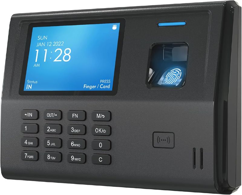 Photo 1 of ANVIZ Time Clocks for Small Business Employees - No Software Required - Fingerprint Biometric Clock in and Out Machine - Right Out of The Box, Finger + RFID + Pin Punching