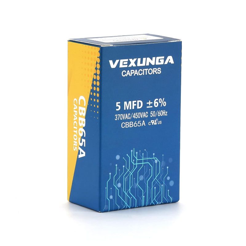 Photo 2 of 5uF 370/440VAC 50/60Hz CBB65 CBB65A Oval Run Start Capacitor 5 MFD 370V/440V Air Conditioner Capacitors for AC Unit Fan Motor Start or Pool Pump or Air Condenser Straight Cool