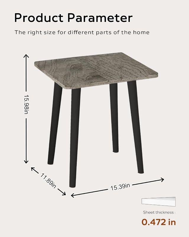 Photo 2 of Side Table, Small Table, Modern Home Decor Bedside Table for Living Room Bedroom Balcony Office,Easy to Assemble Grey