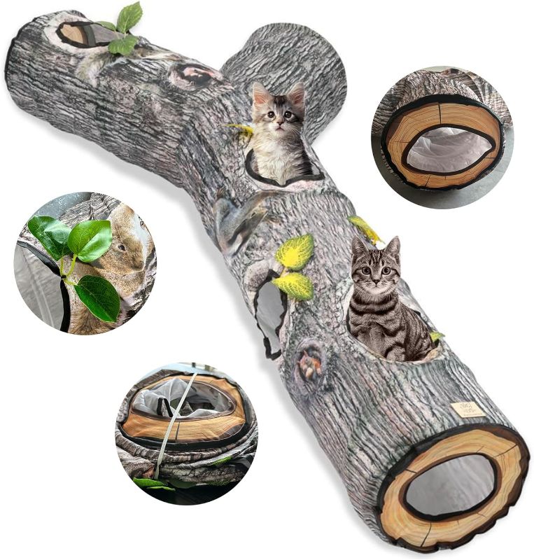 Photo 1 of Cat Tunnel,3 Way Cat Toys,Cat Tunnels for Indoor, Cat Maze for Kitty, Puppy, Kitten, and Rabbit to Chase and Play, Collapsible Tube, Easy to Store Cat Tube Toys,L59,Tree Designs Cats Gift