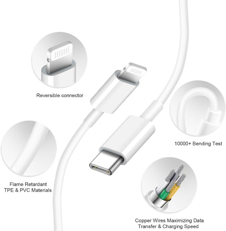 Photo 2 of Charger for iPad Charger iPhone Charger 12W USB Wall Charger Foldable Portable Travel Plug with USB Charging Modem Cables Compatible with iPhone, iPad, iPad Mini, iPad Air 1/2/3, Airpod