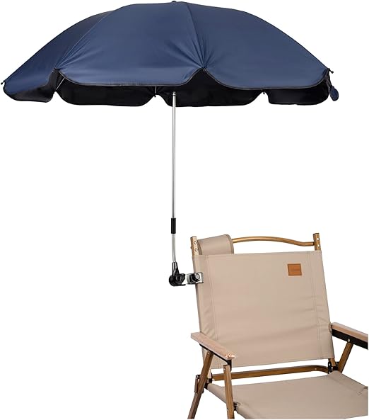 Photo 2 of Chair Umbrella with Clamp,46 inches UPF 50+ Clip on Parasol for Patio,Beach Chairs,Strollers,Wheelchairs,Golf Carts (BLACK)