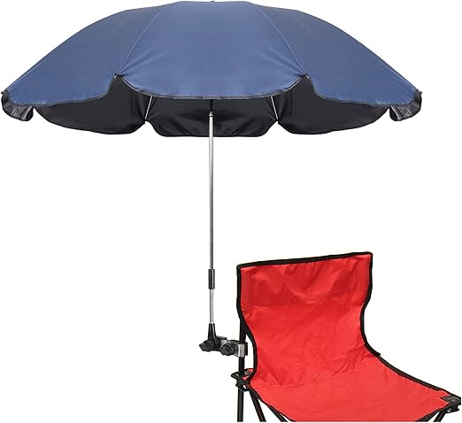 Photo 1 of Chair Umbrella with Clamp,46 inches UPF 50+ Clip on Parasol for Patio,Beach Chairs,Strollers,Wheelchairs,Golf Carts (BLACK)