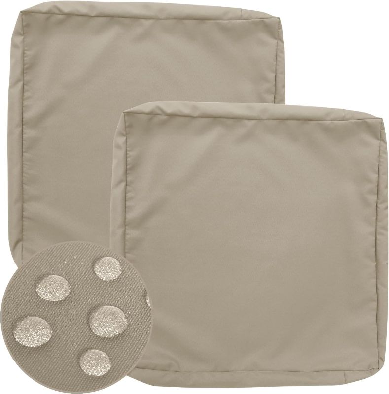 Photo 3 of GUEGLSA Waterproof Outdoor Cushion Covers 22x22x4 inch, Patio Seat Cushion Slipcovers Replacement, High UV Resistant Chair Cushion Slip Cover, Set of 2, Khaki