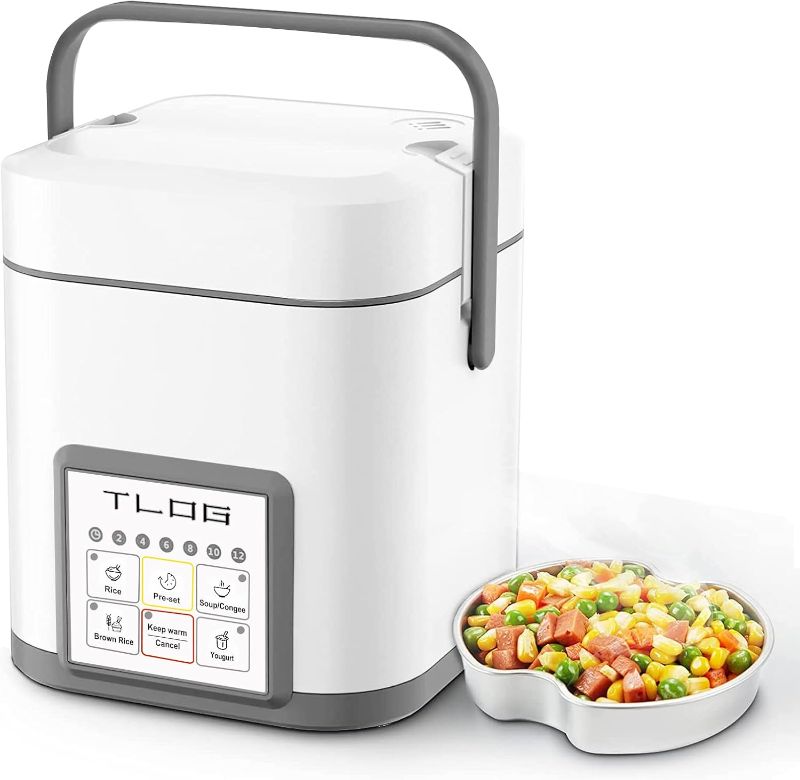 Photo 1 of TLOG Mini Rice Cooker 2.5 Cups Uncooked, Healthy Ceramic Coating Portable Cooker, 1.2L Travel Small for 1-3 People, Personal maker, Food Steamer, 12 Hours delay timer, Multi-cooker Grains, Oats
