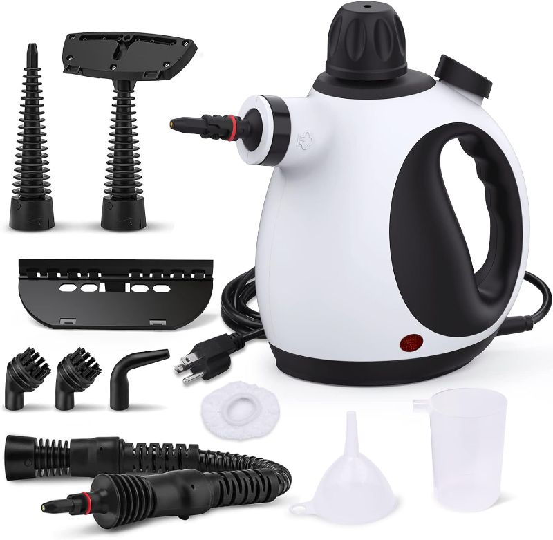 Photo 1 of Handheld Steam Cleaner, Steam Cleaner for Home with 10 Accessory Kit, Multipurpose Portable Upholstery Steamer Cleaning with Safety Lock to Remove Grime, Grease, and More