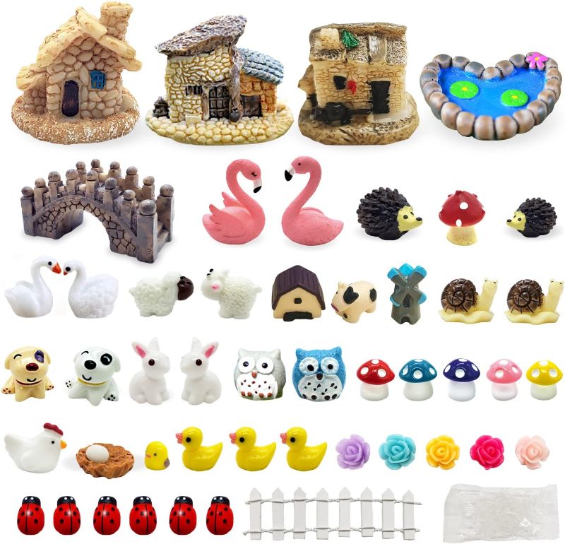 Photo 1 of Dracarys Fairy Garden Accessories 50 Pieces, Miniatures for Fairy Garden Fairy Garden Kit, Fairy Garden Animals, Miniature Figurines, Micro Landscape Ornaments Kit, Garden DIY Kit, Environmental Resin