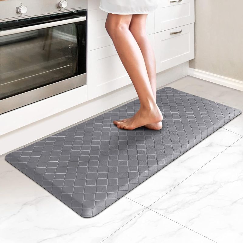 Photo 1 of HappyTrends Kitchen Mat Cushioned Anti-Fatigue Kitchen Rug,17.3"x39",Thick Waterproof Non-Slip Kitchen Mats and Rugs Heavy Duty Ergonomic Comfort Rug for Kitchen,Floor,Office,Sink,Laundry,Gray
