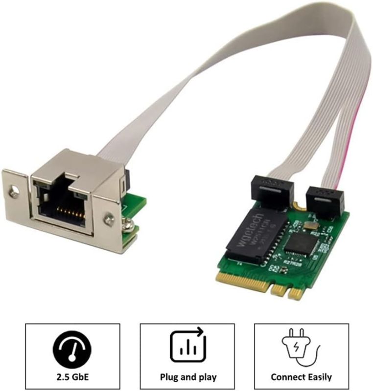 Photo 3 of M.2 A+E 2.5G Ethernet Adapter 2.5G/1G/100M Multi-Gigabit M.2 Network Card 8125B