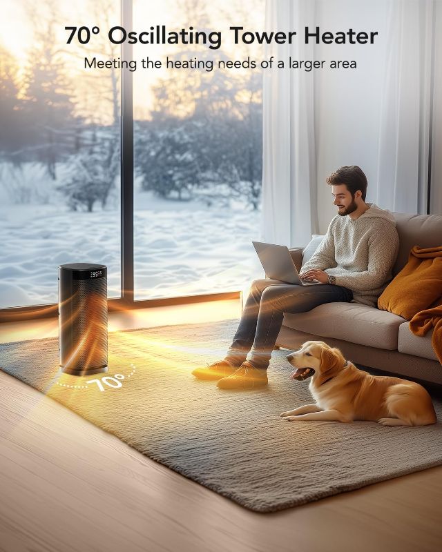 Photo 2 of iDOO Space Heaters for Indoor Use, Portable Heater for Office, Small Bedroom & large Room, Electric Tower Heating with Remote, Ceramic Fast Heat - Calentones Eléctricos para Cuarto - christmas gifts