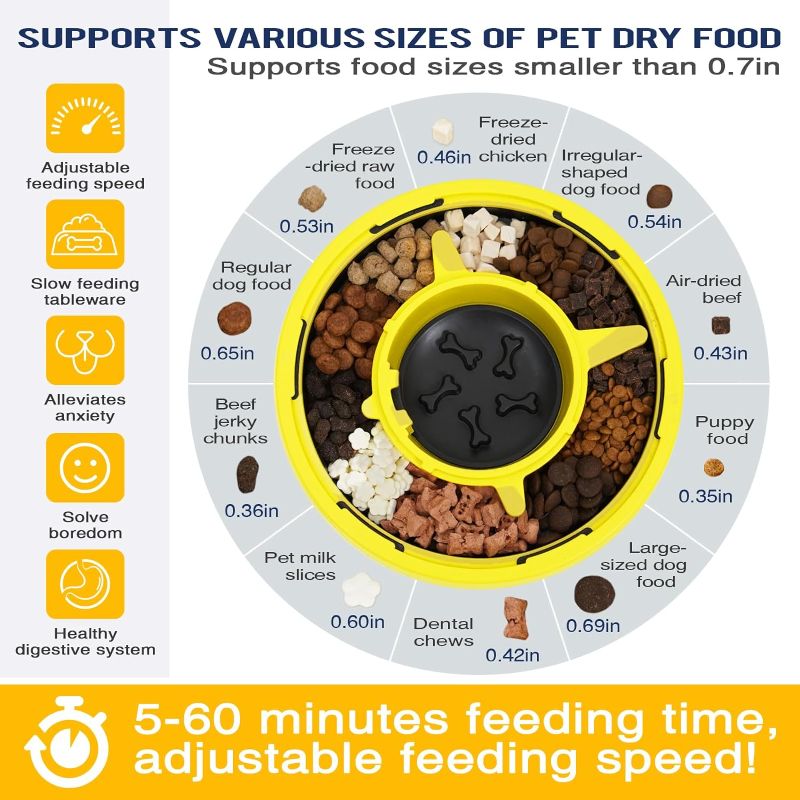 Photo 2 of KADTC Dog Slow Feeder Bowl That Slow Down Eating Rotate N' Eat Adjustable Feeding Time FR. 5 to 60 min Food Dispenser Dish Enrichment Puppy Puzzle Dispensing Maze Tray for Small/Medium/Large Dogs