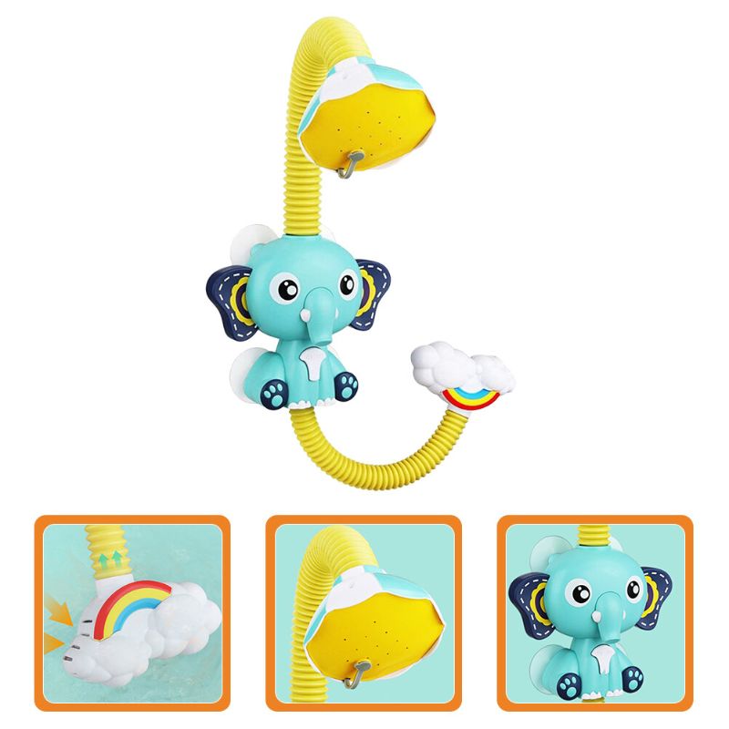 Photo 2 of Babie Bath Toys,Baby Bath Toys Spray Water Squirt Bathtub,Electric Shower Bath Toy Sprinkler Head, Toys Bath elephant baby shower bath head,Automatic Water Pump with Bath Shower Blue