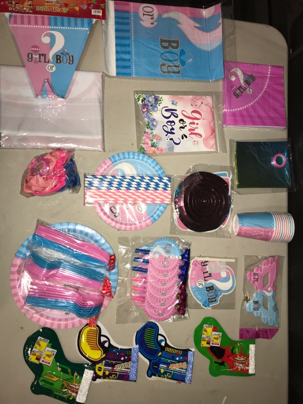 Photo 1 of 22 Piece Gender Reveal Party Tableware Set