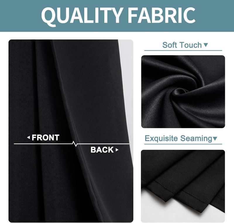 Photo 3 of ChrisDowa Grommet Blackout Curtains for Bedroom and Living Room - 2 Panels Set Thermal Insulated Room Darkening Curtains (Black, 52 x 84 Inch)