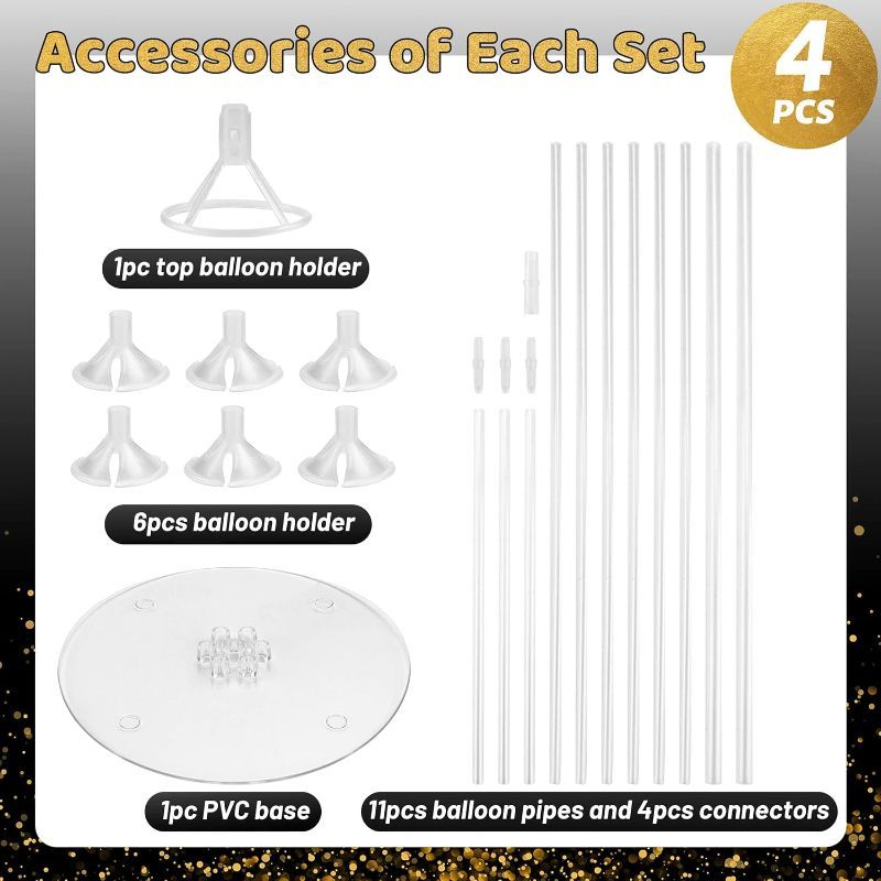 Photo 1 of JOYYPOP 4 Sets Balloon Stand Kit For Table, Balloon Sticks with Base Birthday Graduation Party Decorations Wedding
