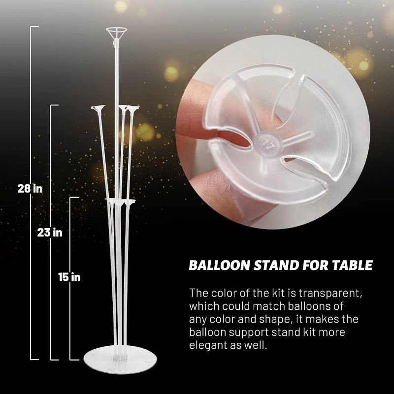 Photo 3 of JOYYPOP 4 Sets Balloon Stand Kit For Table, Balloon Sticks with Base Birthday Graduation Party Decorations Wedding