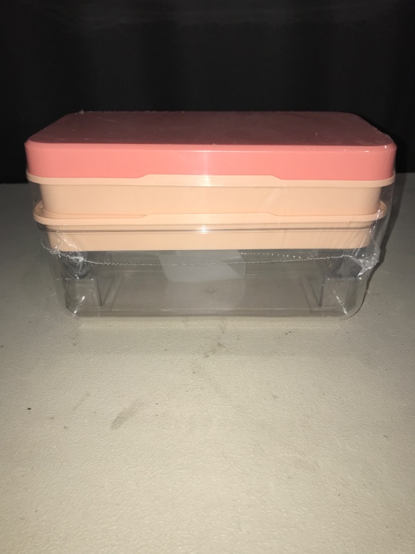 Photo 5 of Ninyoon 1 Second Release Ice Cube Tray with Lid and Bin, 2 Tier ice molds Make 64 Ice Cubes Big Capacity Bin for Freezer Including Ice Scoop (Pink)