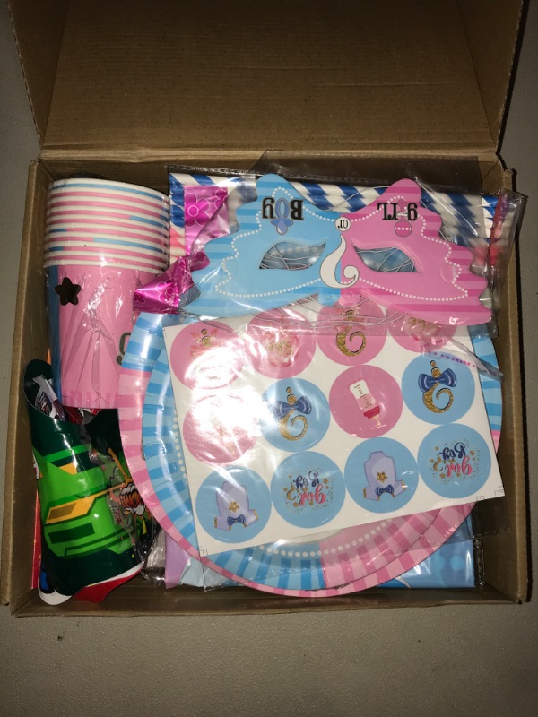 Photo 2 of 22 Piece Gender Reveal Party Tableware Set