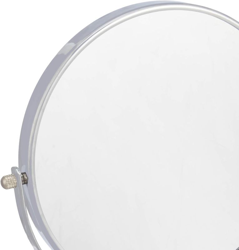 Photo 3 of Amazon Basics Wall Mount Round Vanity Mirror, 1X/5X Magnification, Chrome, 12.8"L x 10"W