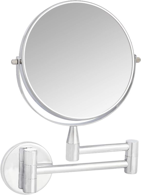 Photo 2 of Amazon Basics Wall Mount Round Vanity Mirror, 1X/5X Magnification, Chrome, 12.8"L x 10"W