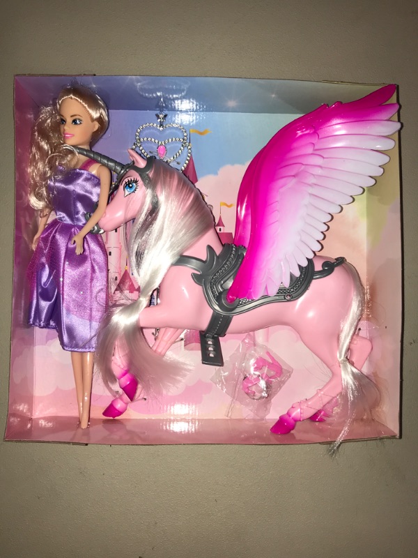 Photo 2 of BETTINA 11.5 Inch Princess Doll with Dress, Pegasus' Mane , Winged Horse Toys, Unicorn Toys Gifts for Girls