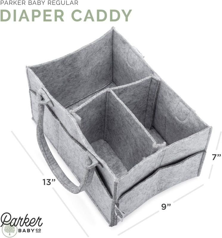 Photo 3 of Parker Baby Diaper Caddy - Nursery Storage Bin and Car Organizer for Diapers and Baby Wipes - Gray, Regular