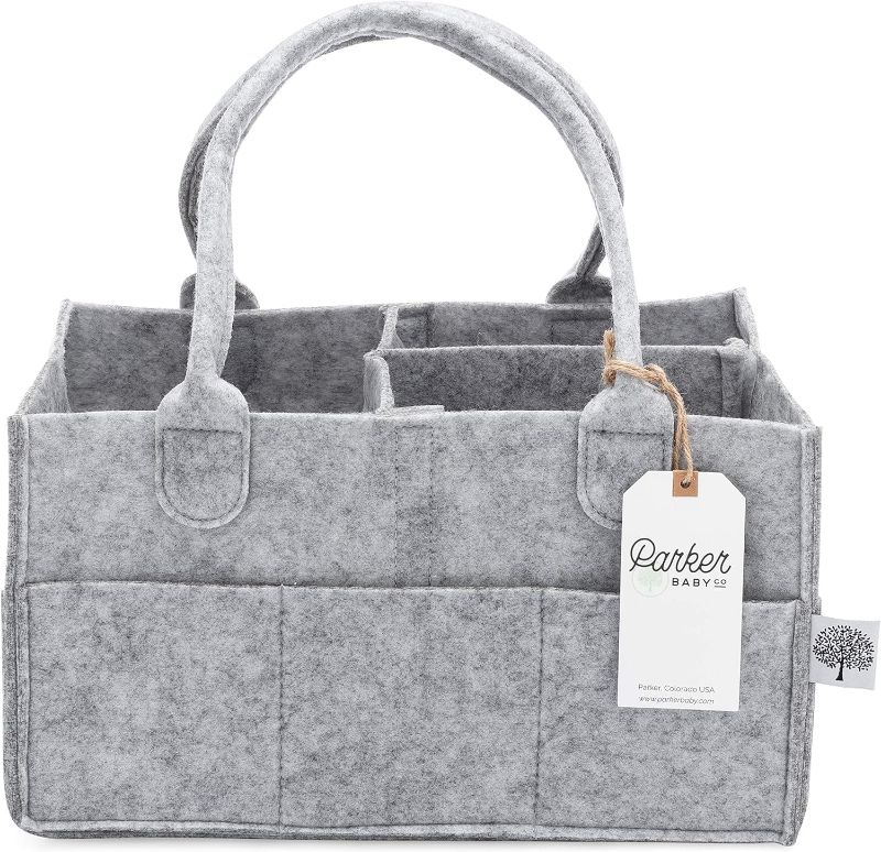 Photo 1 of Parker Baby Diaper Caddy - Nursery Storage Bin and Car Organizer for Diapers and Baby Wipes - Gray, Regular