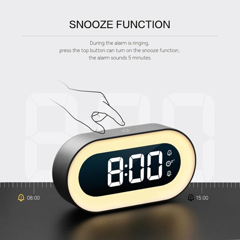 Photo 3 of Favourite Rechargeable Multifunctional Timer Night Light Alarm Clock LED Large Screen Display Electronic Watch (Color : White)