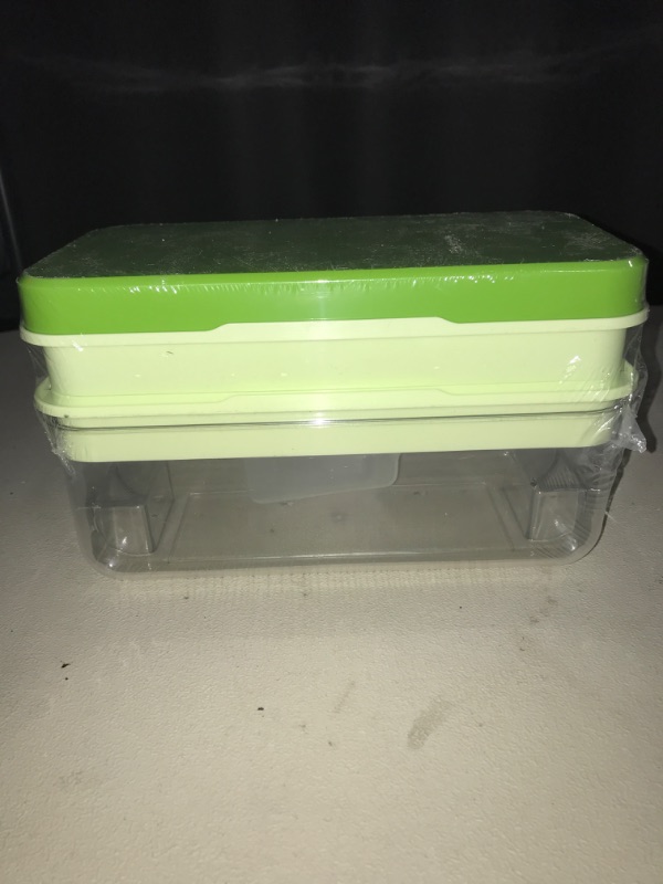 Photo 5 of Ninyoon 1 Second Release Ice Cube Tray with Lid and Bin, 2 Tier ice molds Make 64 Ice Cubes Big Capacity Bin for Freezer Including Ice Scoop (Green)