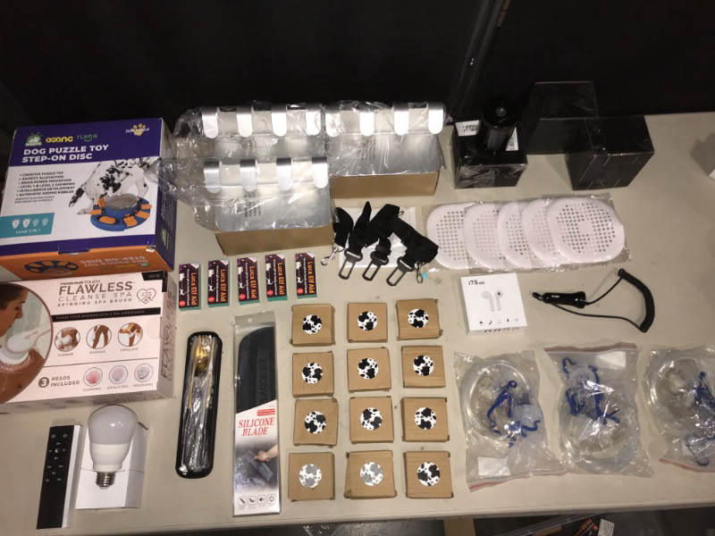 Photo 1 of 41 Mixed Items - Car Coasters - Back Scrubber - Light Bulb- Adhesive Hangers - Drain Covers - Oxygen Masks - Ear Bud - Car Plug In - Travel Silverware - Key Chain Screwdriver Set 