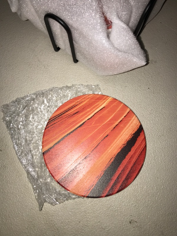 Photo 3 of LIFVER Brand New Never Used Drink Coasters with Holder, Absorbent Coaster Sets of 6, Marble Style Ceramic Coaster, Unique Housewarming Gift