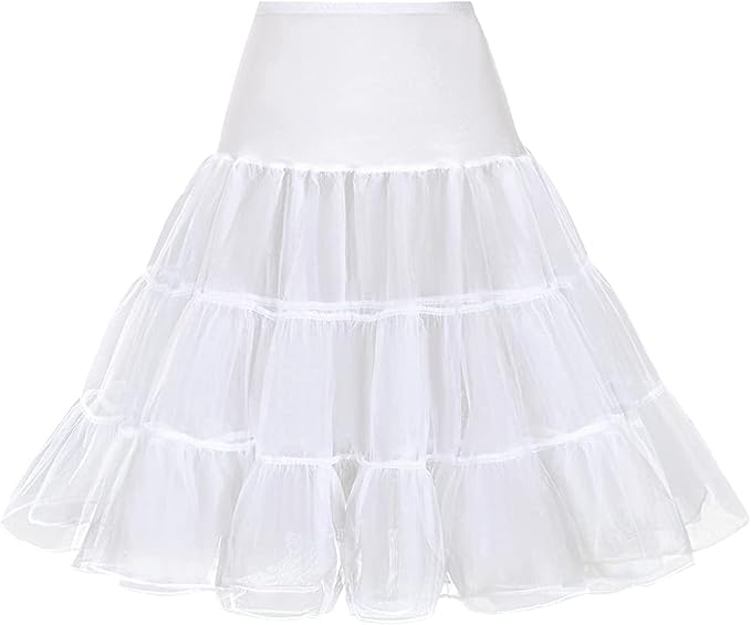 Photo 1 of (Medium) Pinup Fashion Women's Elastic Waist Petticoat Puffy Tutu Tulle Skirt Underskirt Party Vintage Dress Costume Cosplay 