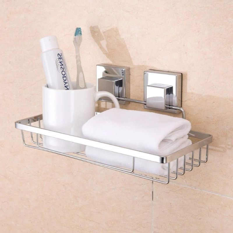 Photo 2 of Modern Bathroom Suction Cup Basket-Iron Modern Bathroom Shelf Space Saver- Cosmetic Shelves for Bathroom- Bathroom Accessories Rack Holder- Shelf Storage for Bathroom