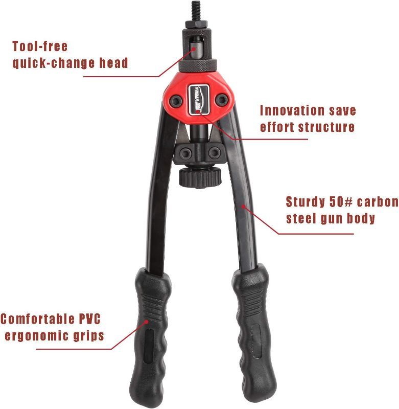 Photo 4 of Hand Riveter Gun Kit 13" Rivet Nutsert Tool RIV Nuts Pneumatic Threaded Pop (NUTS NOT INCLUDED)