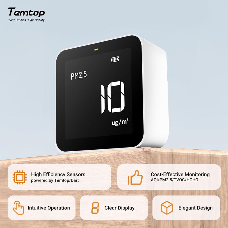 Photo 2 of Temtop M10 Air Quality Monitor Indoor Air Quality Tester AQI PM2.5 VOCs Formaldehyde Detector for Home Air Testing, US Certified Air Sensor