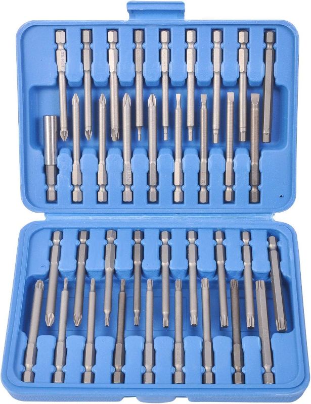 Photo 1 of 36 Piece 3" Long Screwdriver Bit Set Hex, Pozi, Torx, Tamperproof 1/4" Hex Shank