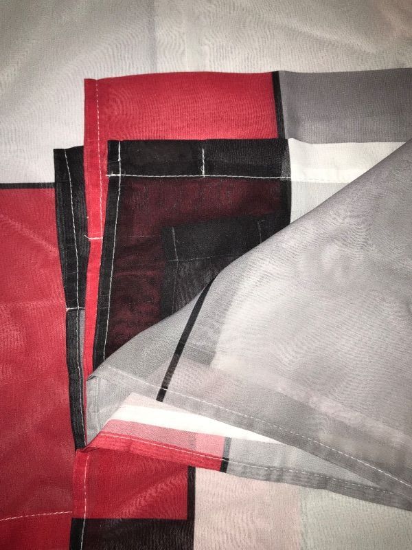 Photo 6 of AAtter Red and Black Window Curtain Grey Gray White Multicolor Geometric Silver Dark Abstract Square Art Living Room Bedroom Window Drapes Treatment Fabric 1 Pair Home Decor, 42" W x 63" L, Modern