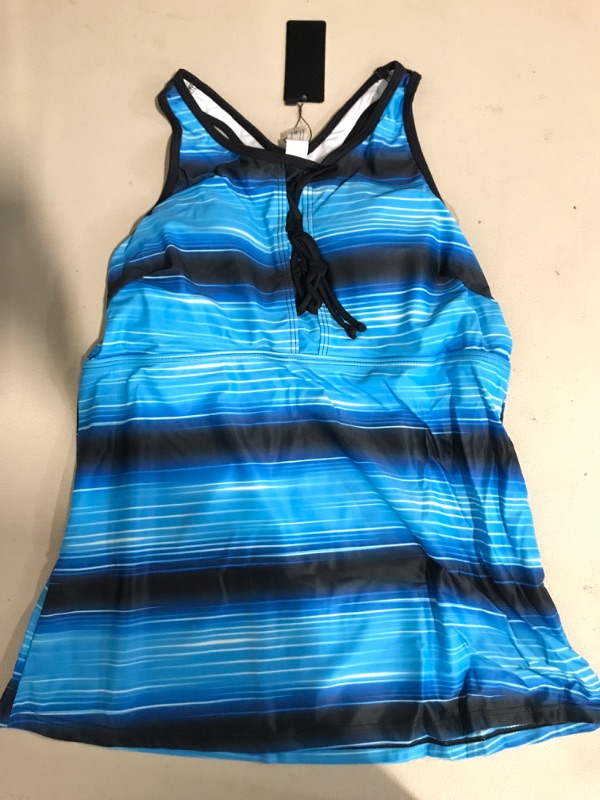 Photo 2 of  (Large) Aqua Eve Two Piece Women's Tankini Swimsuits Blouson Swim Tank Top with Shorts Modest Bathing Suits  