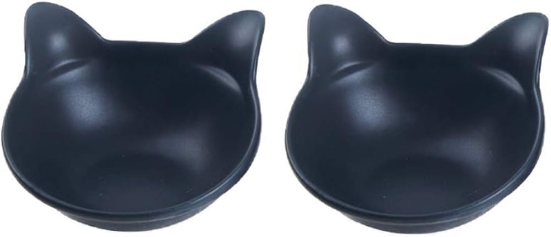 Photo 1 of Vivi Ceramic Kitty Cat Bowls Set (2 Black)