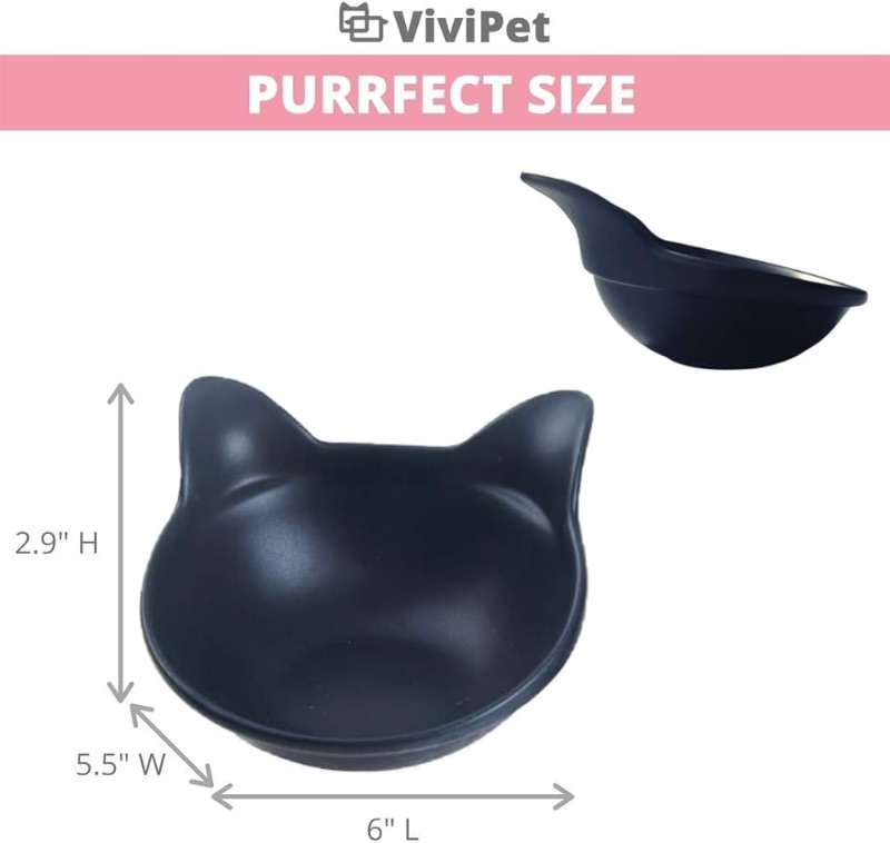 Photo 2 of Vivi Ceramic Kitty Cat Bowls Set (2 Black)