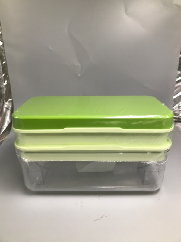 Photo 4 of Ice Cube Tray, Ice Tray with Lid and Bin and Ice Scoop, Ice Cube Pop Out Tray, Ice Cube Trays for Freezer, Ice Cube Molds, BPA Free, Easy Release Stackble Spill-Resistant (Green 3 Tier)