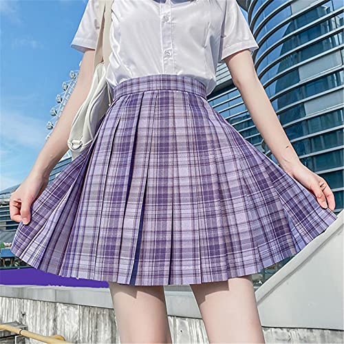 Photo 2 of (11-12Y) SANGTREE Girl's Pleated Skirt, Comfy High Waist School Uniform Plaid Skater Tennis Skirts for Girls, Grape Purple Plaid  