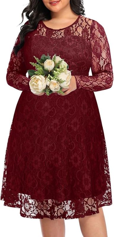 Photo 3 of 24 W Women's Plus Size Wedding Guest Bridal Shower Semi Formal Cocktail Party Lace V Neck Midi Dress