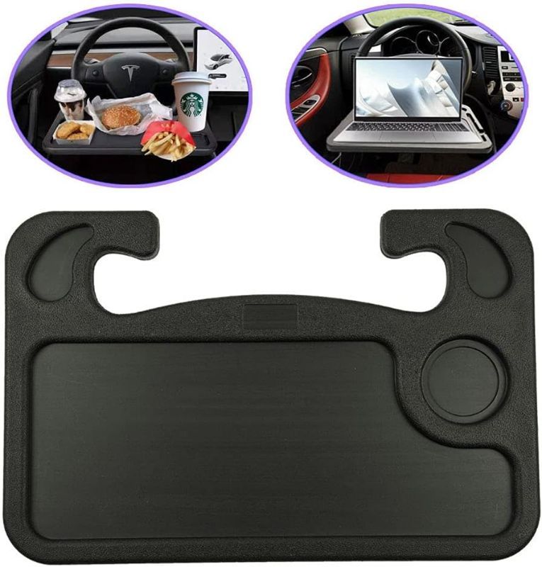 Photo 1 of Car Lunch Desk Portable, Car Steering Wheel Seat Tray with Cup Holder, Car Seat Table for Writing, Working, Drinking, Dinning